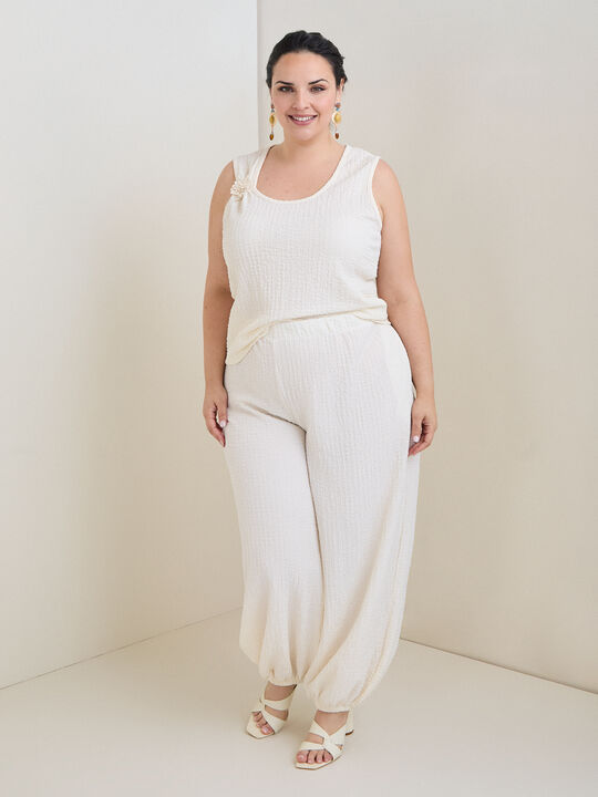 CAMISETA FLOR CRINKLE Blanco Hueso image number null