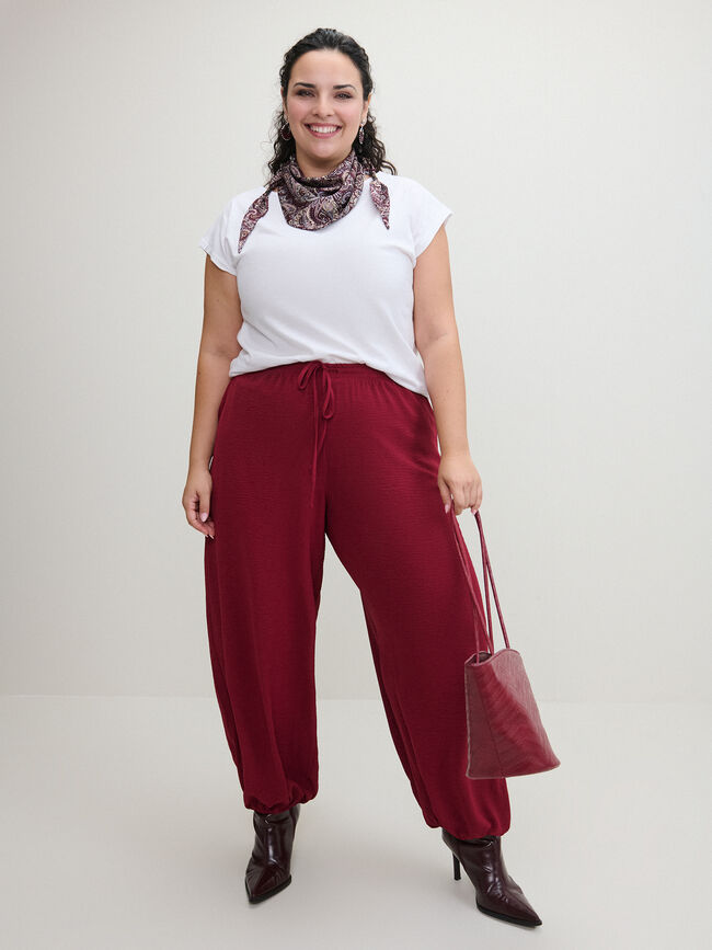 PANTAL&Oacute;N BOMBACHO TIRAS Granate