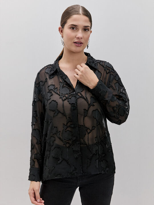 CAMISA DETALLE TRANSPARENCIAS Negro image number null