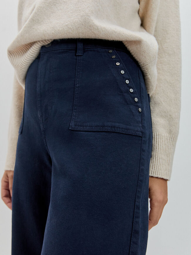 WIDE LEG DETALLE BOLSILLO Indigo