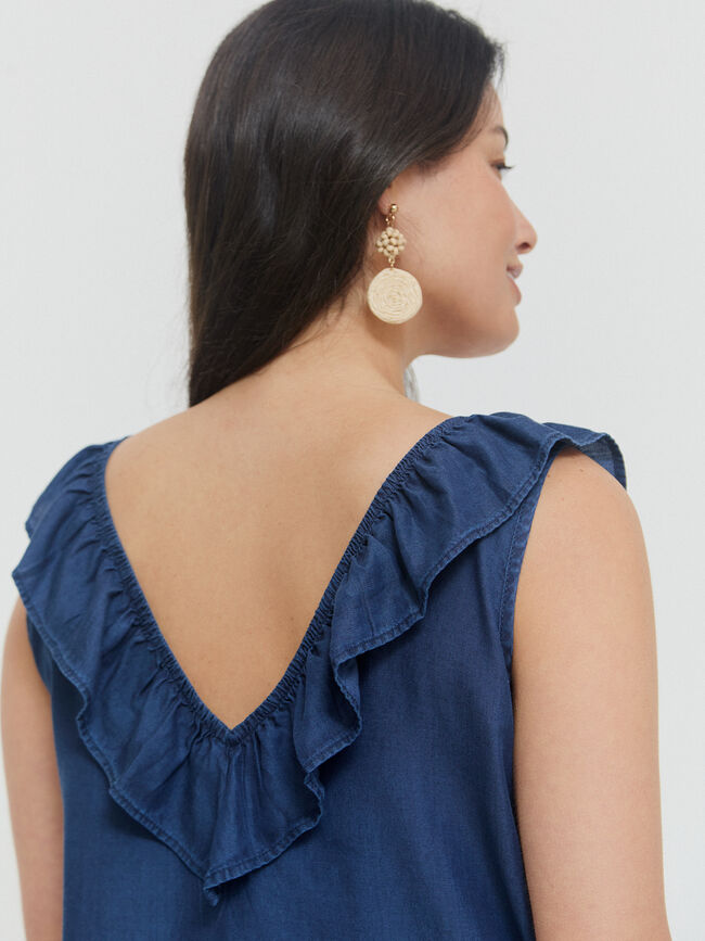 BLUSA VOLANTE CUELLO Azul Marino