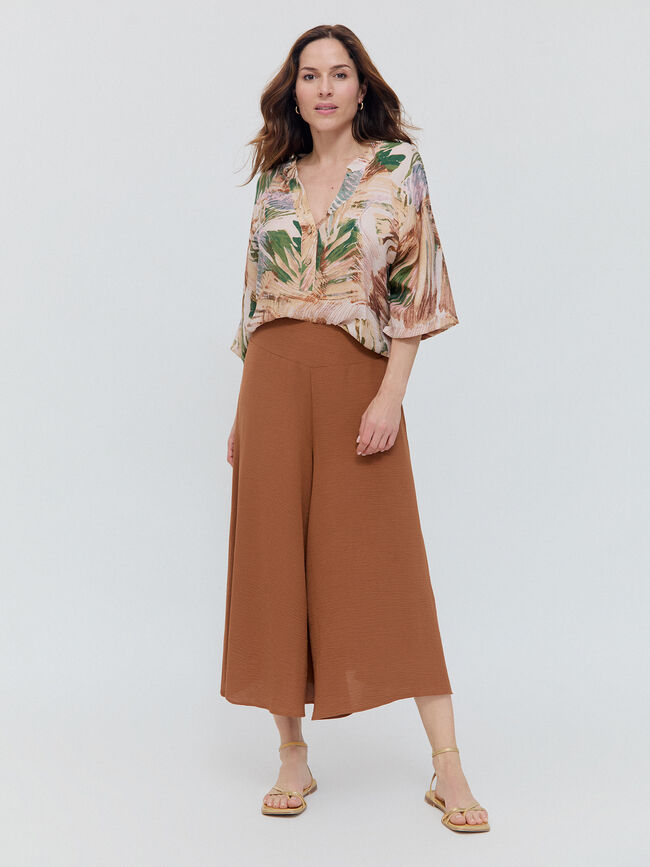 PANTALON ANCHO FLUIDO Tierra tostado