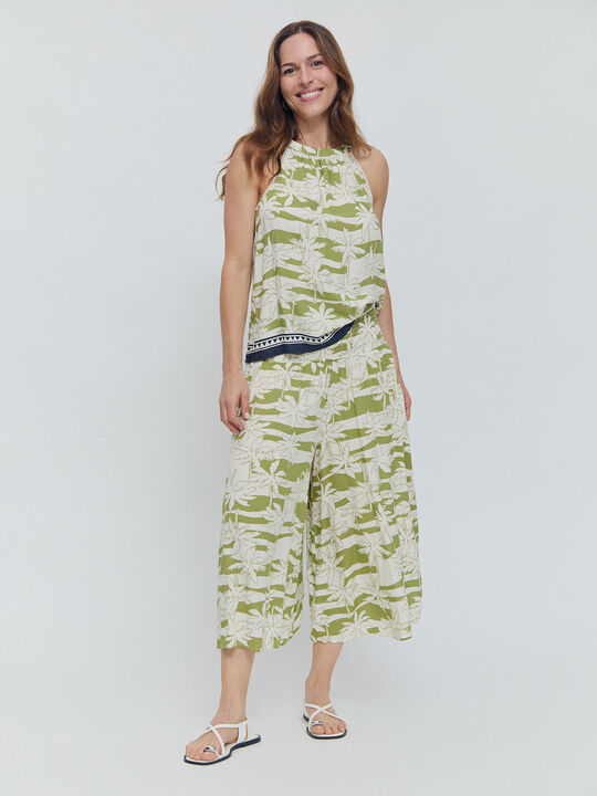 Falda pantalón estampada Crudo image number null