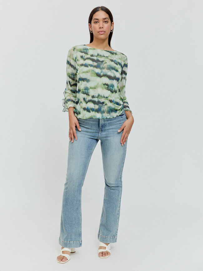 CAMISETA TUL ESTAMPADA Verde oscuro