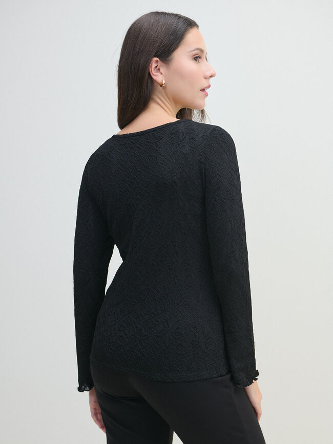 CAMISETA VOLANTED PECHO Negro