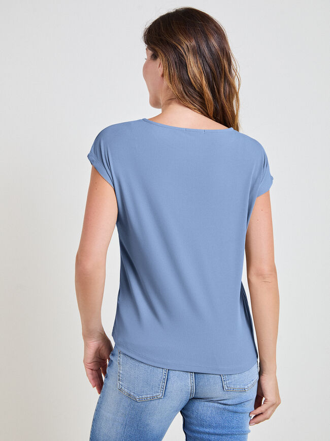 CAMISETA HOMBRO CAIDO Azul Chambray