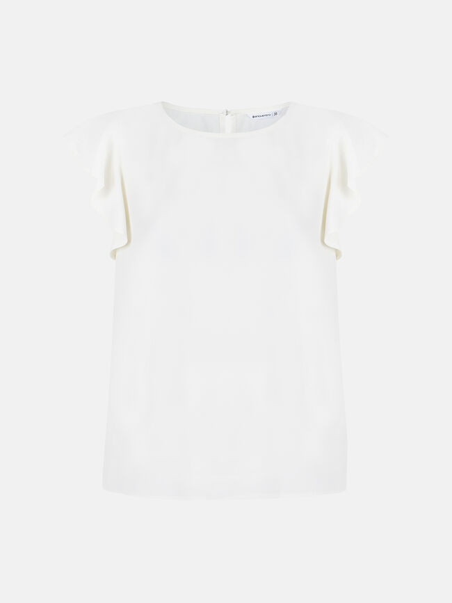 blusa manga volante Blanco Hueso
