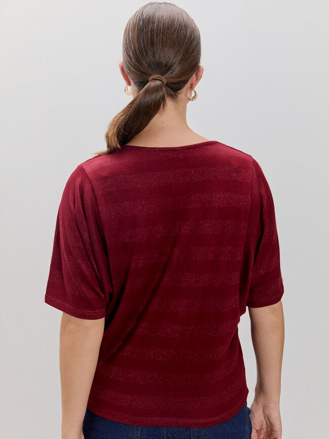 CAMISETA MANGA ANCHA Rojo Cereza