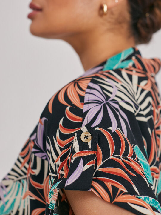 Vestido camisero estampado naranja barro image number null