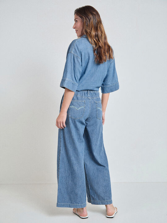 PANTALON VAQUERO HOJITAS Mid blue image number null