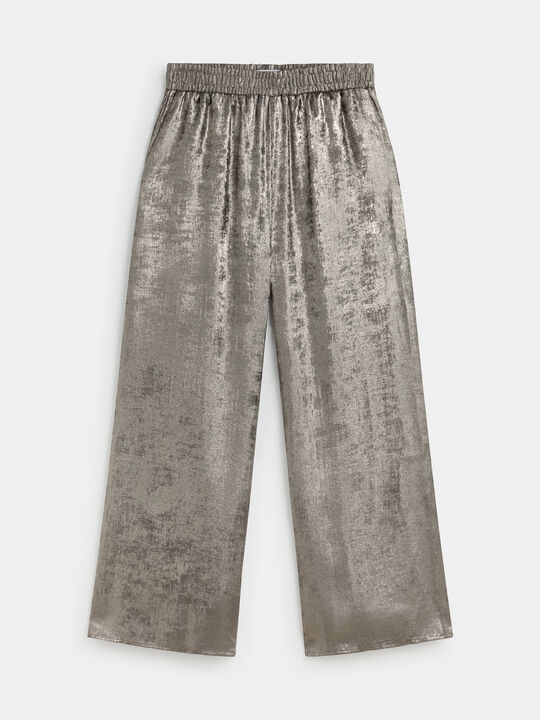 PANTALON ANCHO BRILLANTE Oro image number null