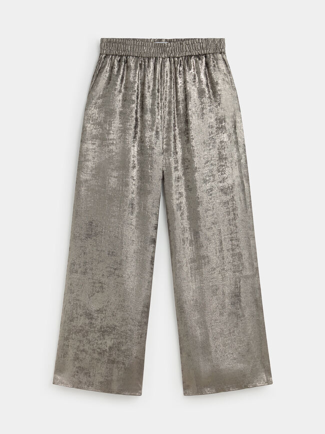 PANTALON ANCHO BRILLANTE Oro