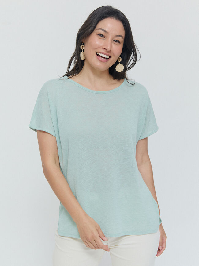 CAMISETA BAJO REDONDEADO Verde Laguna