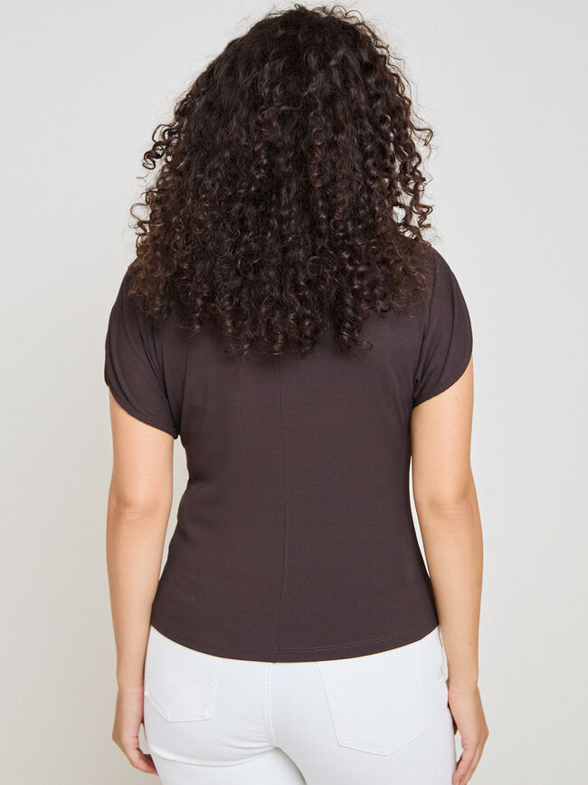 CAMISETA ABERTURAS HOMBRO Marron chocolat
