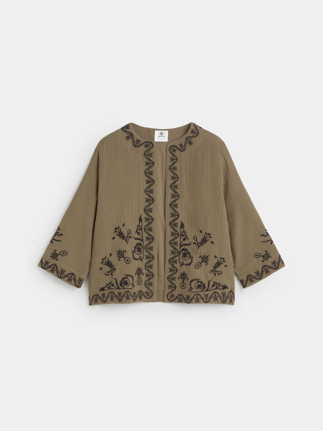 CHAQUETA DETALLES BORDADOS Kaki