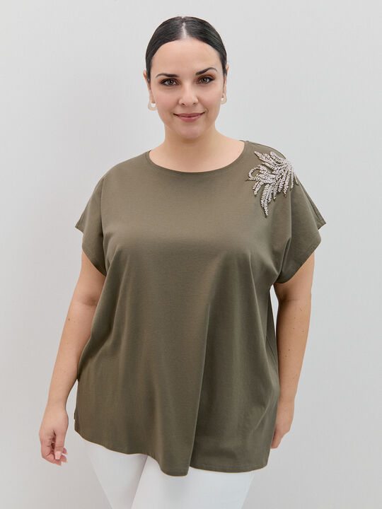 CAMISETA HOMBRERA BRILLANTE kaki oscuro image number null