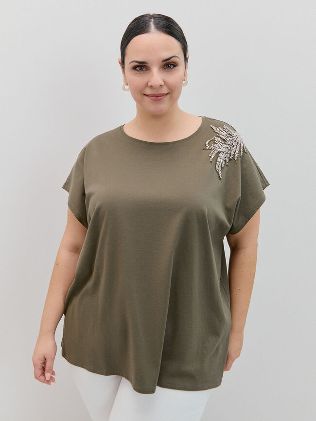 CAMISETA HOMBRERA BRILLANTE kaki oscuro