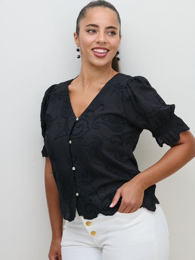 CAMISA BORDADA Negro