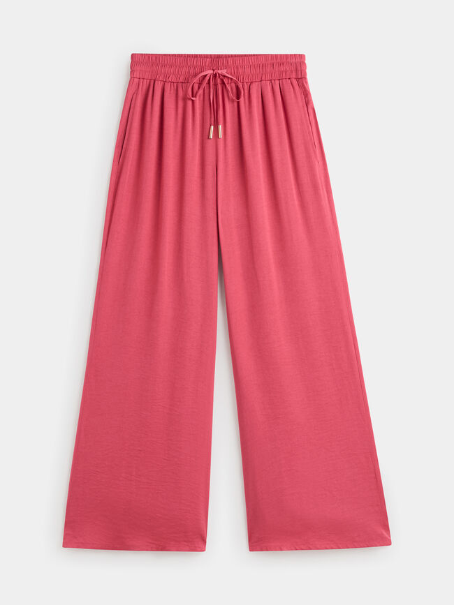 Pantalón fluido satinado Rojo Oscuro