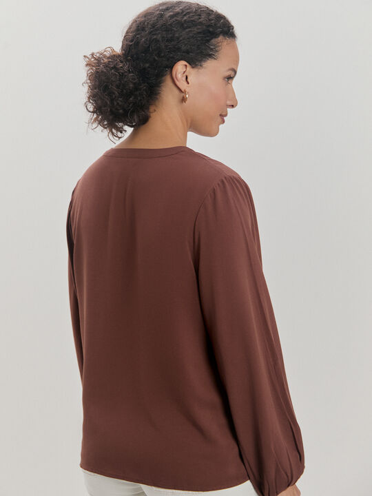 BLUSA BORDADO MANGAS Marron image number null