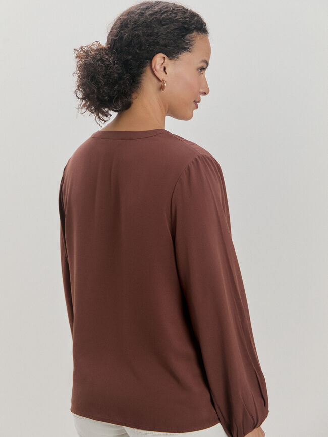BLUSA BORDADO MANGAS Marron