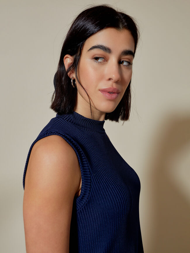 top cuello perkins Azul Marino