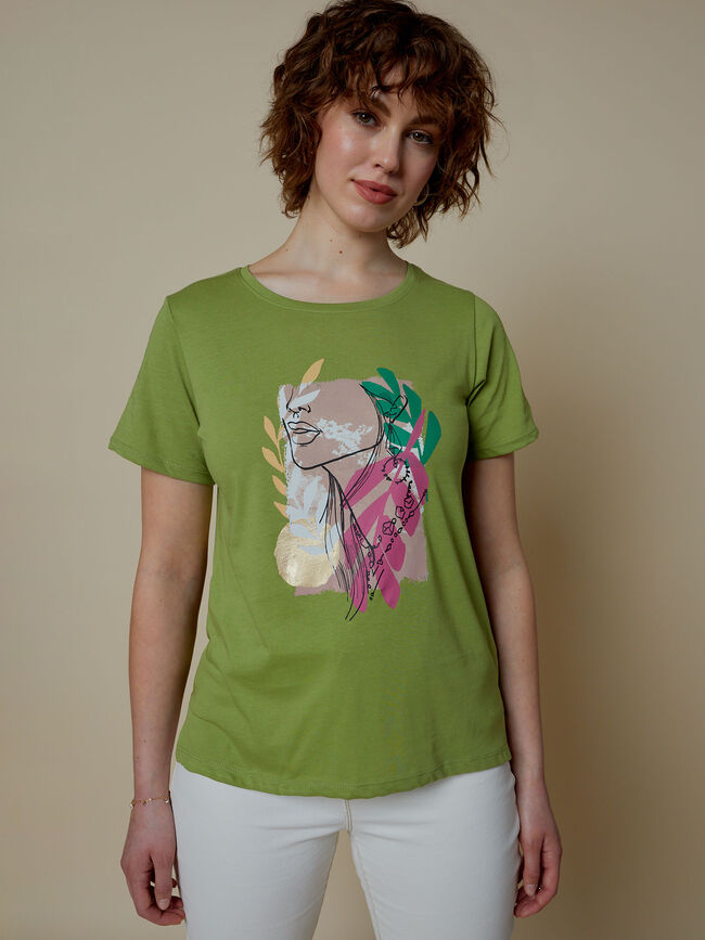 Camiseta detalle silueta Kaki