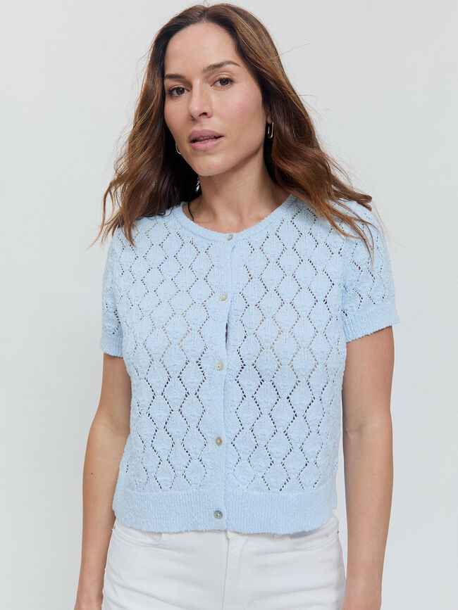 CARDIGAN MANGA CORTA Celeste