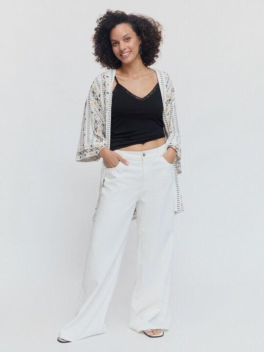 KIMONO FLUIDO ESTAMPADO Blanco Optico image number null