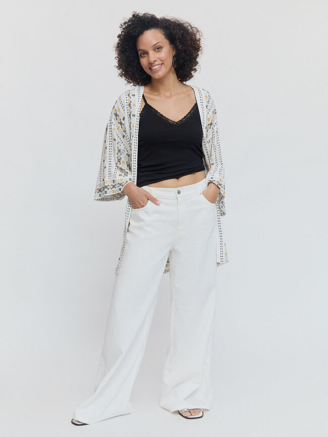 KIMONO FLUIDO ESTAMPADO Blanco Optico
