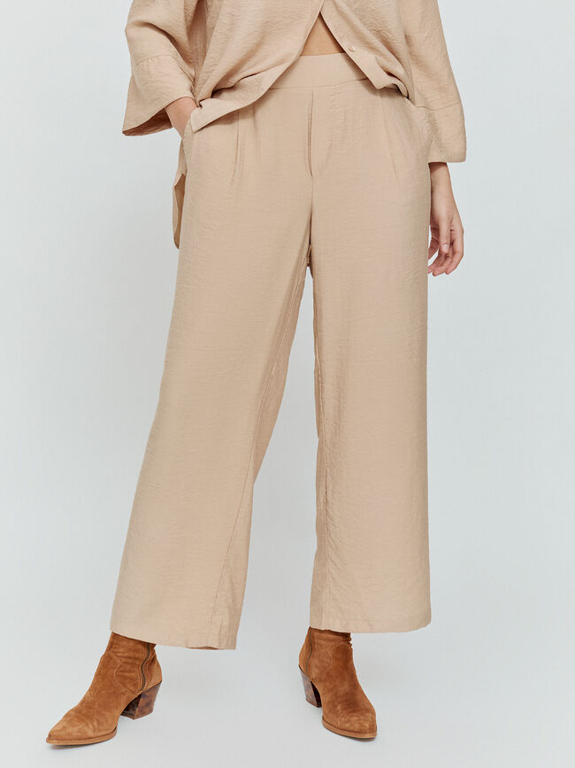 PANTALON ANCHO FLUIDO Beige Tostado