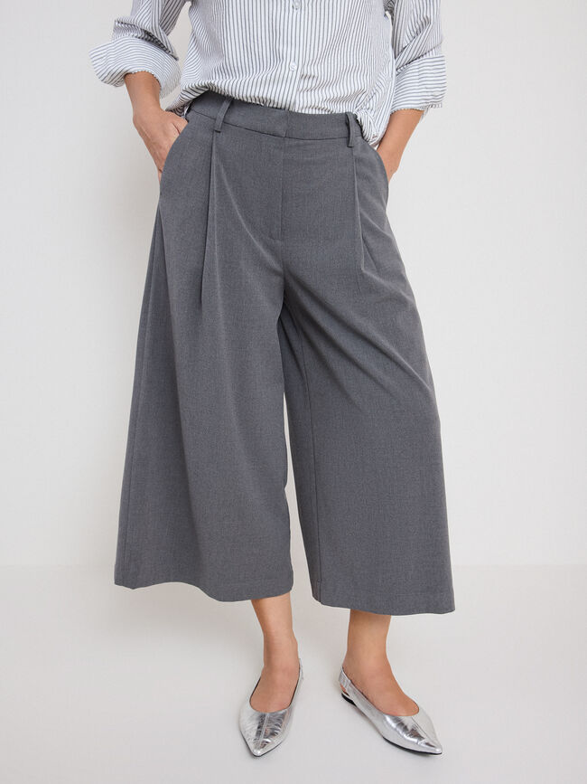 PANTAL&Oacute;N CULOTTE VESTIR Gris Medio
