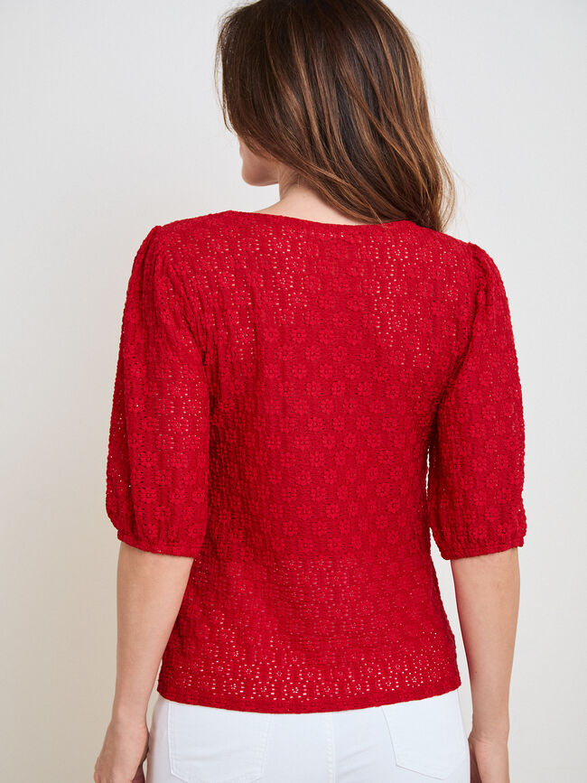 CAMISETA DETALLE TEJIDO Rojo