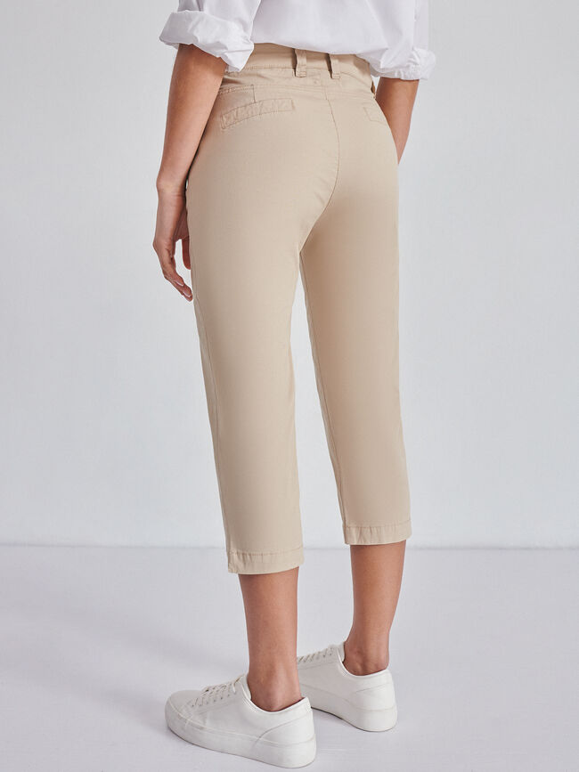 Pantalón chino capri Beige