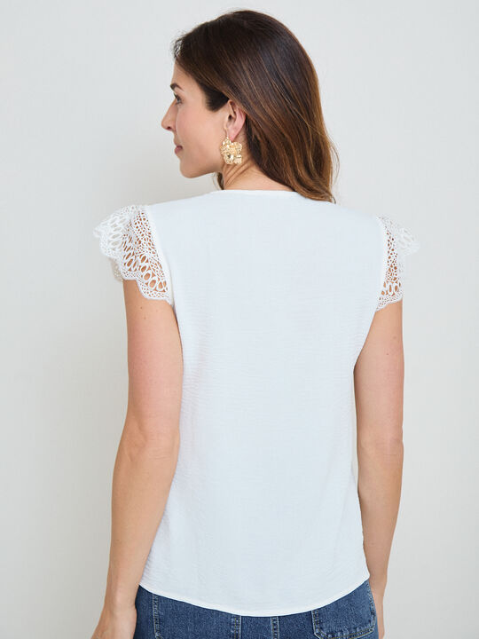 TOP DETALLE ENCAJE Blanco Optico image number null