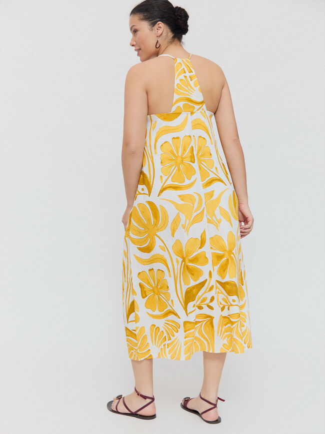 VESTIDO ESTAMPADO Mostaza