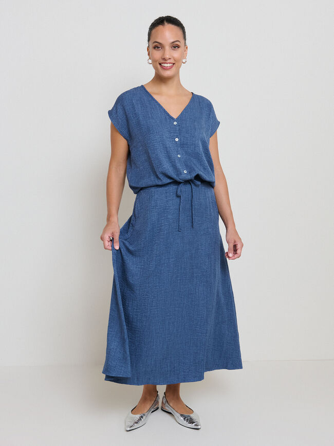 TOP BOTONES Azul Grisaceo