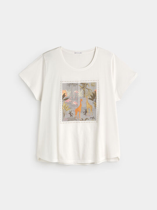 CAMISETA SAFARI BRILLANTE Blanco Hueso image number null