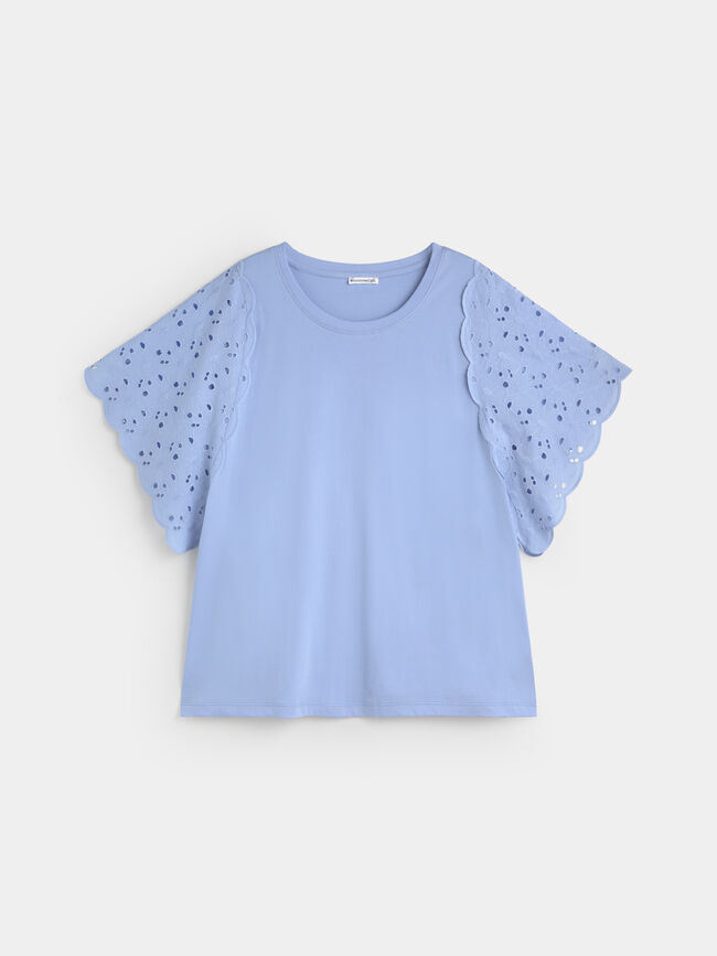 CAMISETA DETALLE MANGAS Azul Chambray