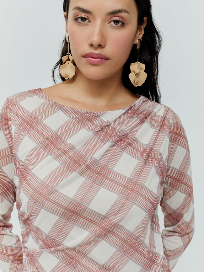 VESTIDO TUL FRUNCES Beige