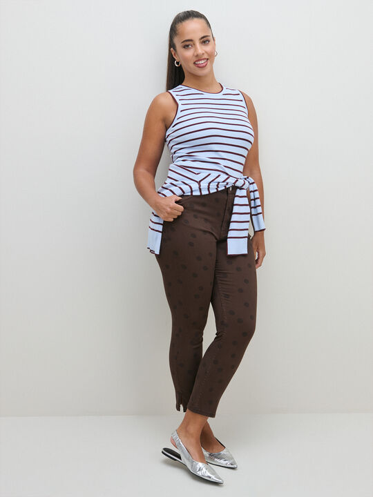 PANTALON CROP TOPOS Marron chocolat image number null