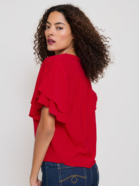 BLUSA MANGA VOLANTE Rojo image number null