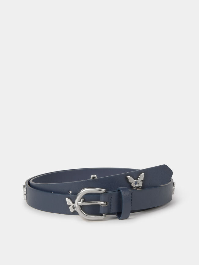CINTUR&Oacute;N TACHAS MARIPOSAS Azul Marino