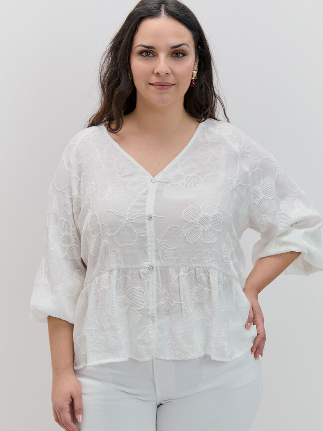 BLUSA BORDADA  FALD&Oacute;N Blanco Optico