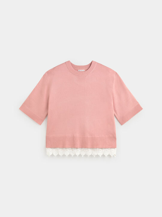 JERSEY BAJO ENCAJE Rosa Colorete image number null