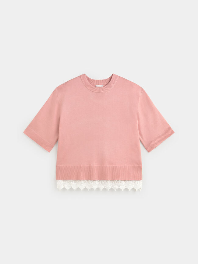 JERSEY BAJO ENCAJE Rosa Colorete