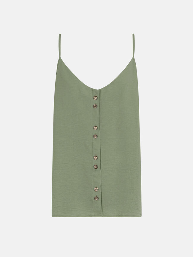 Top tirantes detalle botones Verde Viridian