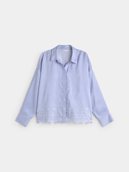 CAMISA BORDADO SUIZO Azul Chambray image number null