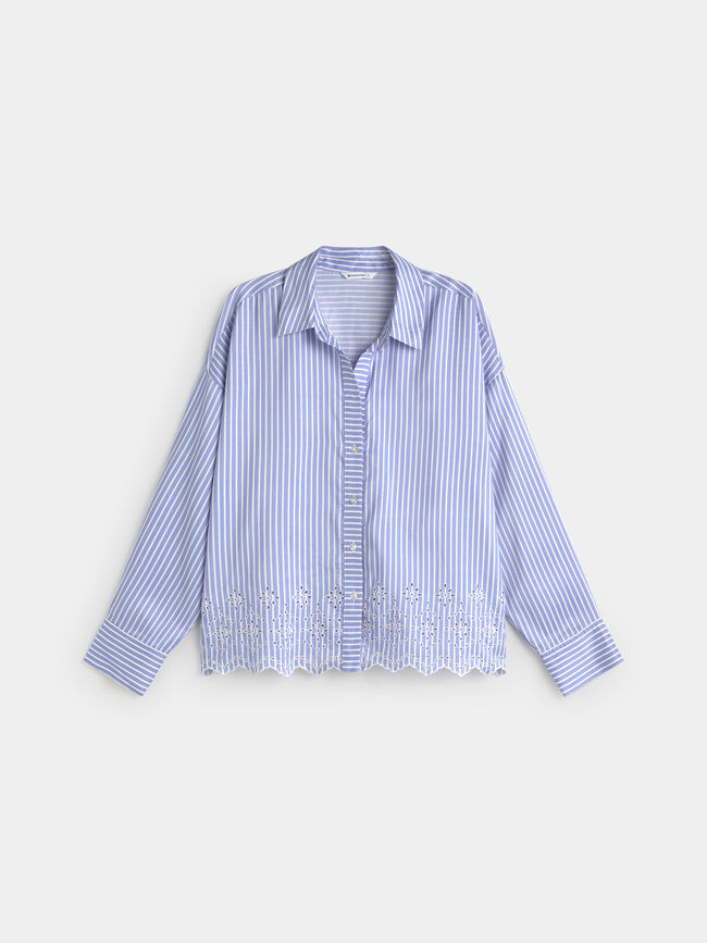 CAMISA BORDADO SUIZO Azul Chambray