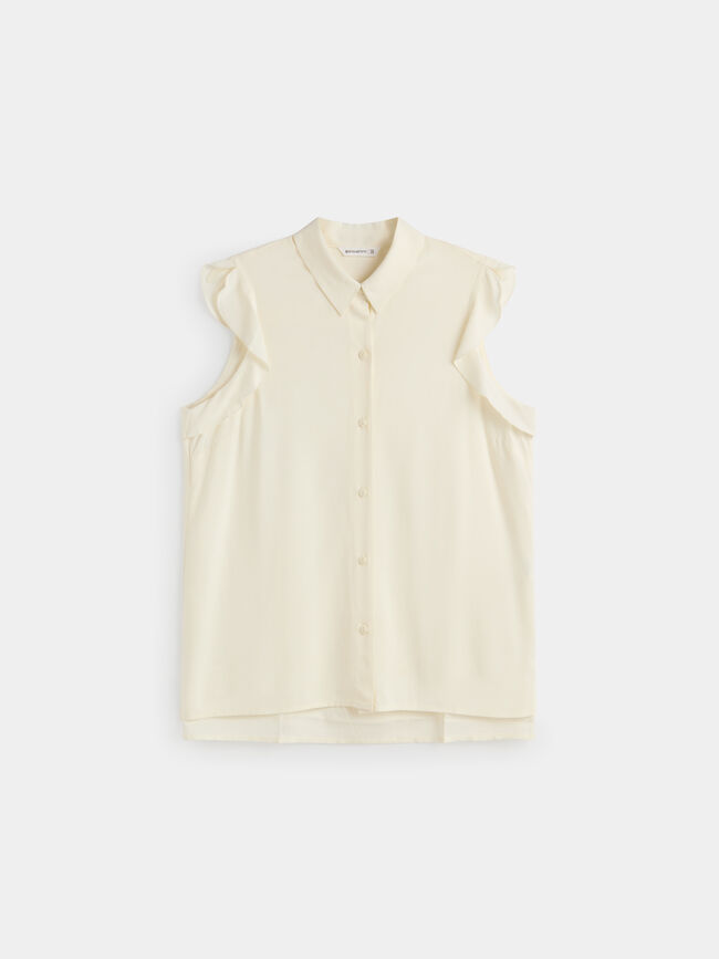 Blusa manga volante Blanco Optico